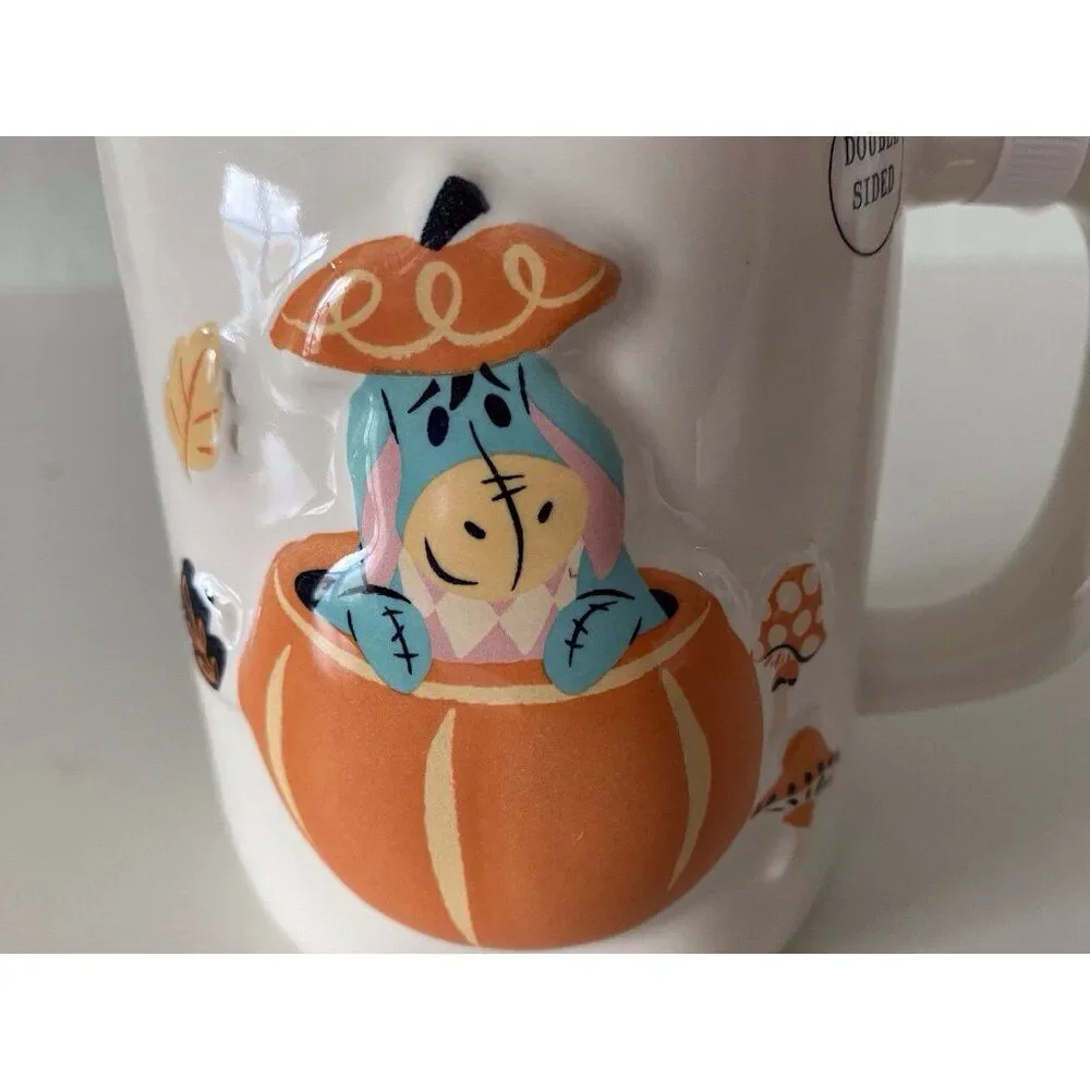 Rae Dunn Disney Eeyore Donkey Halloween Mug Pumpkin Trick or Treat‎ Double Sided